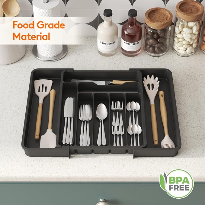 Lifewit Utensil Organizer for Kitchen Drawer, Expandable Cooking Silverware Tray - Image 9