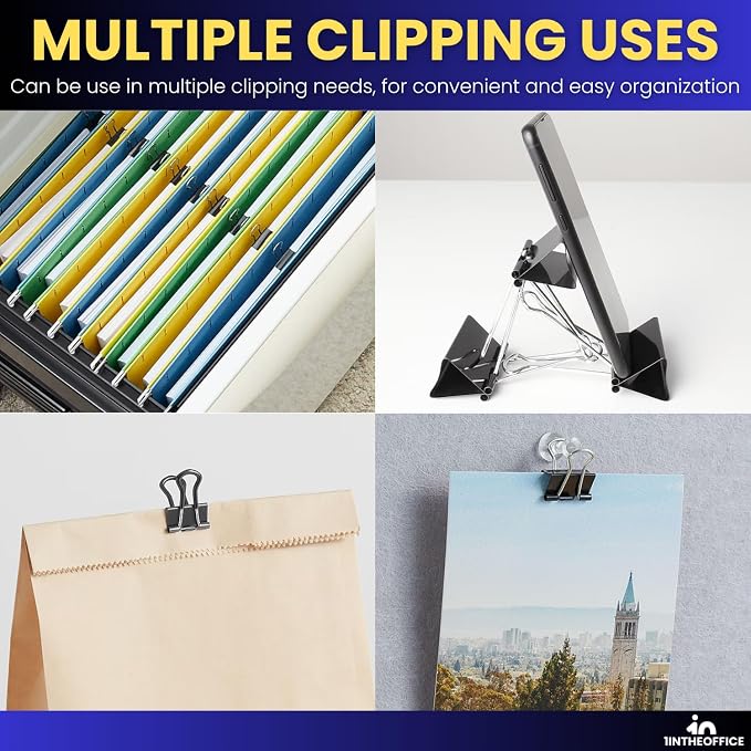 1InTheOffice Small Binder Clips, Paper Clamps, 144 Pack - Image 5