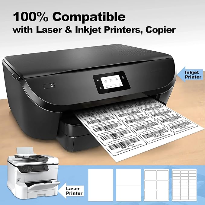500 Sheets 15000 Pcs 30 Up 1" x2-5/8 Shipping Address Barcode Labels - Image 3