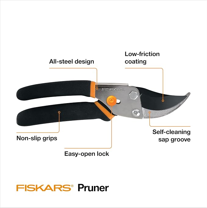 Fiskars Bypass Pruning Shears, 5/8" Cut Capacity Gardening Scissors, - Image 8