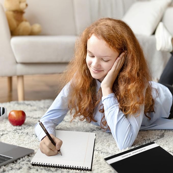 6 Pcs Legal Pad Top Spiral Bound Notebook 70 Sheets Wirebound Notepad Double Sided Ruled Memo Steno Book with Stiff Back Cover for Business(8.5 x 11 Inches,No Holes,White)-DeskLoop Office