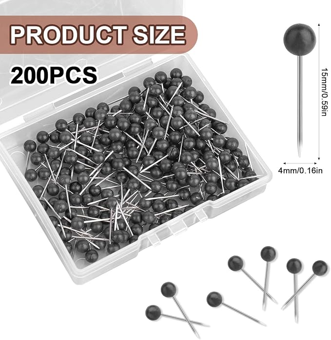 200pcs Map Push Pins, Round Head Map Tacks - Image 2