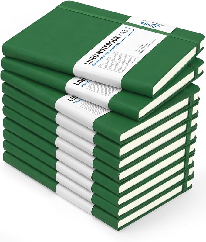 Dynta Hardcover Journal Notebooks, 10 Packs A5 Lined Journals Bulk by Dynta