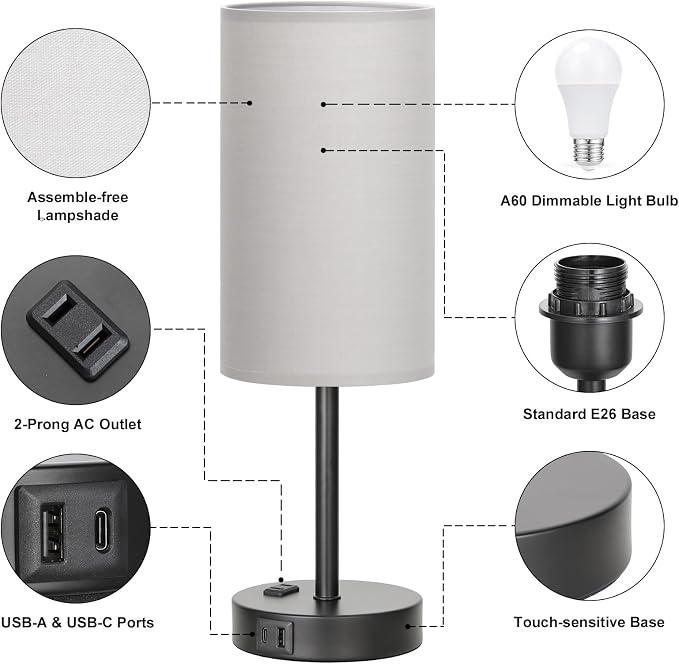 Fenmzee Touch Bedroom Lamp - Image 5