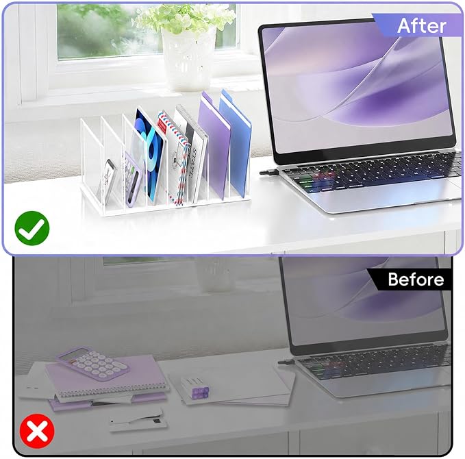 File Organizer for Desk, 7-Section Vertical File Sorter, Paper Holder Organizer - Image 7