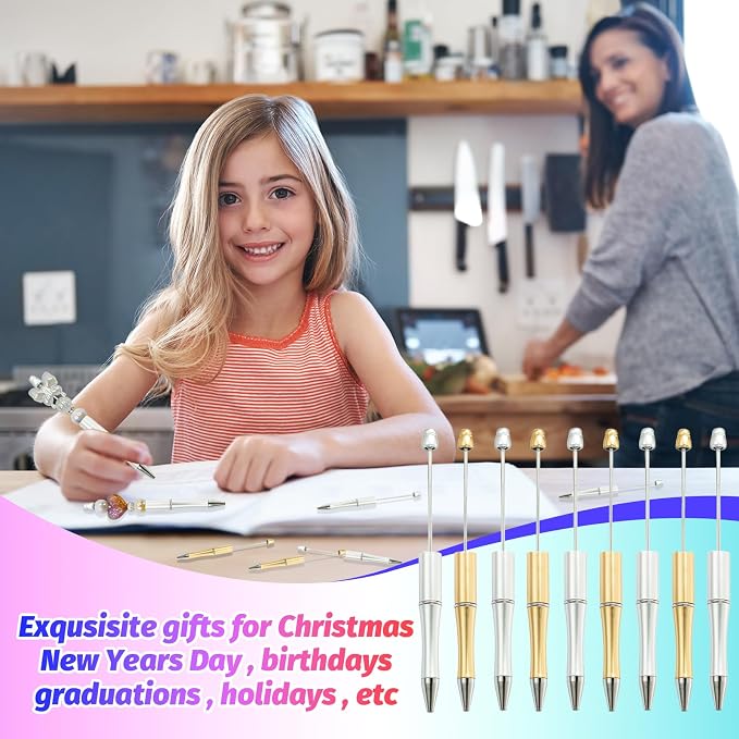 300 Pieces DIY Beadable Pen Kit – 100 Plastic Ballpoint Pens - Image 5