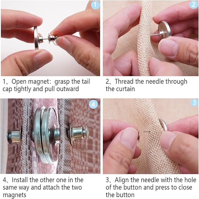 8 Pairs Curtain Magnets Closure, Magnetic Curtain Clips - Image 6