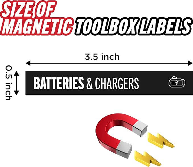 Magnetic Tool Drawer Labels–84 Piece Heavy Duty Slim Toolbox Labels, Small - Image 3