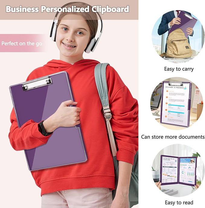 SFLHHDM Clipboard with Storage, Heavy Duty Clip Boards 8.5x11 with 2 Storage - Image 7