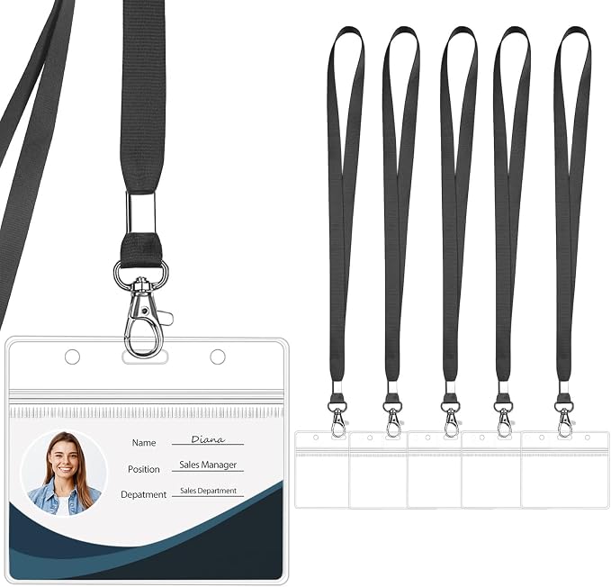 Clear ID Badge Holder with Lanyard Water Proof Horizontal Display by WILLIZTER