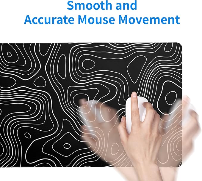 Topographic Contour Gaming Mouse Pad Black Large Mouse Pad - Image 7