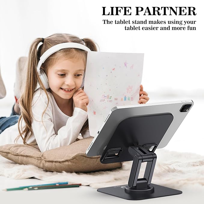 OCYCLONE iPad Stand, 360° Rotating Adjustable Foldable iPad Tablet Stand Holder - Image 2