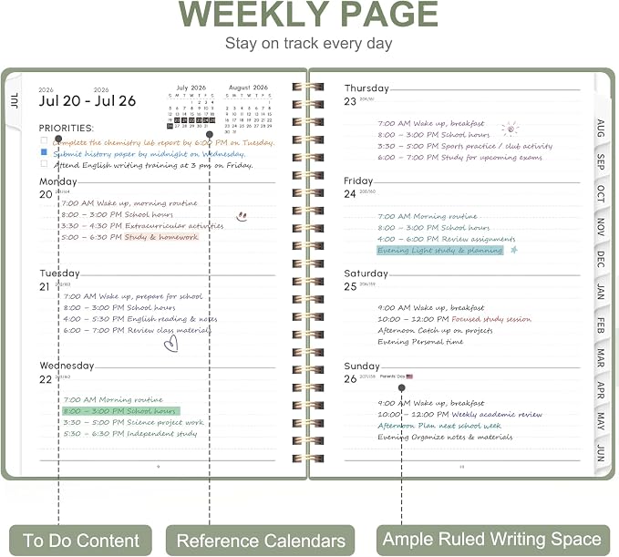 Planner 2026-2027, Weekly and Monthly Calendar Planner, JUL 2026 - Image 3