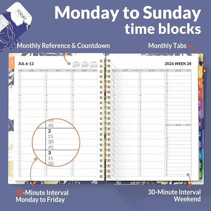 SUNEE 2026-2027 Appointment Book, Quarter-Hourly, Weekly & Monthly - Image 2