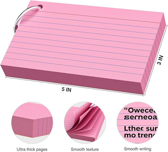 250 Count Pink Index Cards 3x5 Inch - Image 2