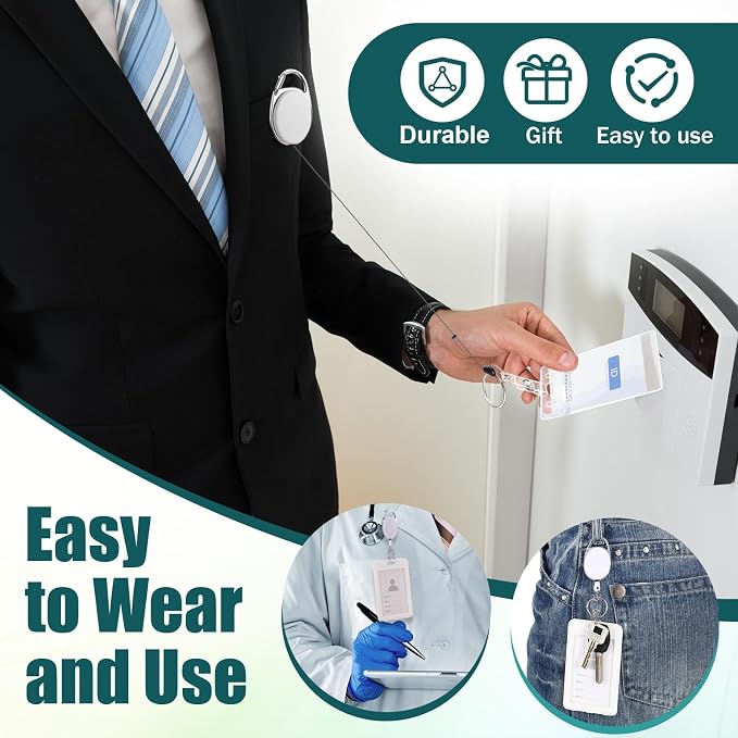Honoson 30 Pcs Heavy Duty Retractable Badge Reels Batch ID Badge Holder - Image 4