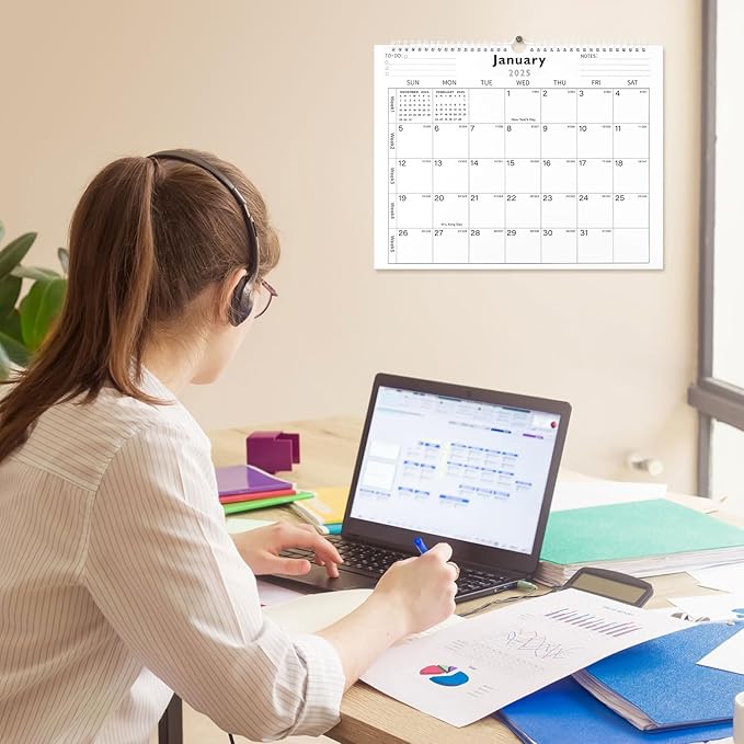 Lbylyhxc 2025-2026 Calendar - Includes January 2025 to June 2026-18 Monthly Wall Calendar 2025-2026, 14.7 x 11.5 Inches.Thick Paper with Julian Dates and Block for New Year and Christmas Presents (2025-2026 wall calendar simplicity)
