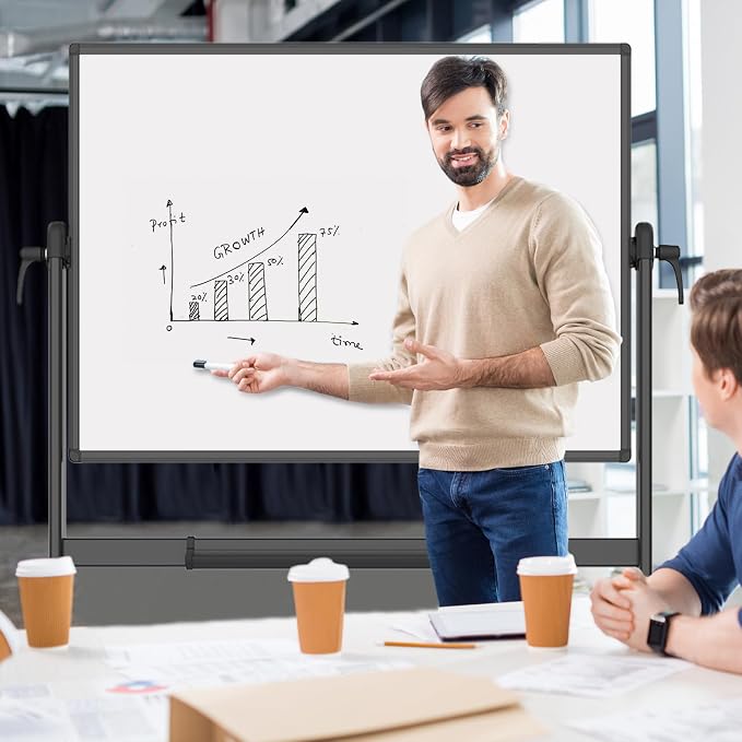 VIZ-PRO Double-Sided Magnetic Mobile Whiteboard, 48 x 36 Inches - Image 6