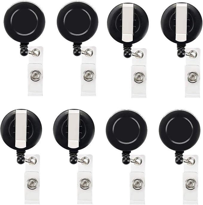 JANYUN 100 Pcs Black Badge Reels Retractable Badges Holder by JANYUN