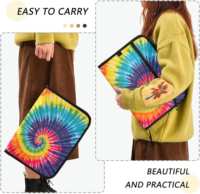 Expanding File Folder Tie Dye Rainbow Swirl Accordion File Organizer 13 Pockets - Image 2