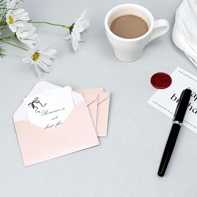 100 Pack Mini Pearl Pink Envelopes, 4 x 2.75" Shimmer Gift Card Envelopes - Image 6