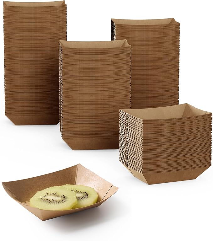JOLLY CHEF 250 Pack 1/4 Lb Paper Food Trays, Mini Disposable Boat by JOLLYCHEF
