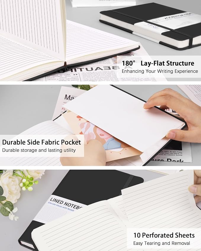Dynta Hardcover Journal Notebooks, 10 Packs A5 Lined Journals Bulk - Image 3