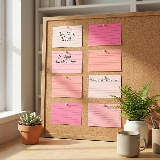 100 Sheets 4x6 Colored Ruled Note Cards Index Cards, 5 Pink | 250 GSM Heavy - Image 4