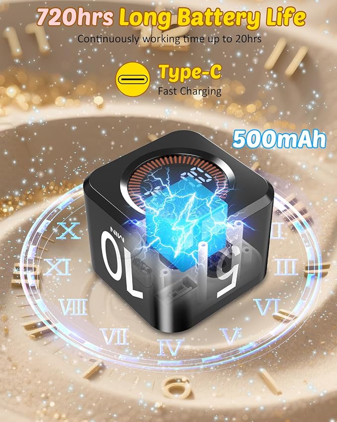 Digital Pomodoro Timer Cube 5/10/25/50min, Visual Productivity Flip Timer - Image 6
