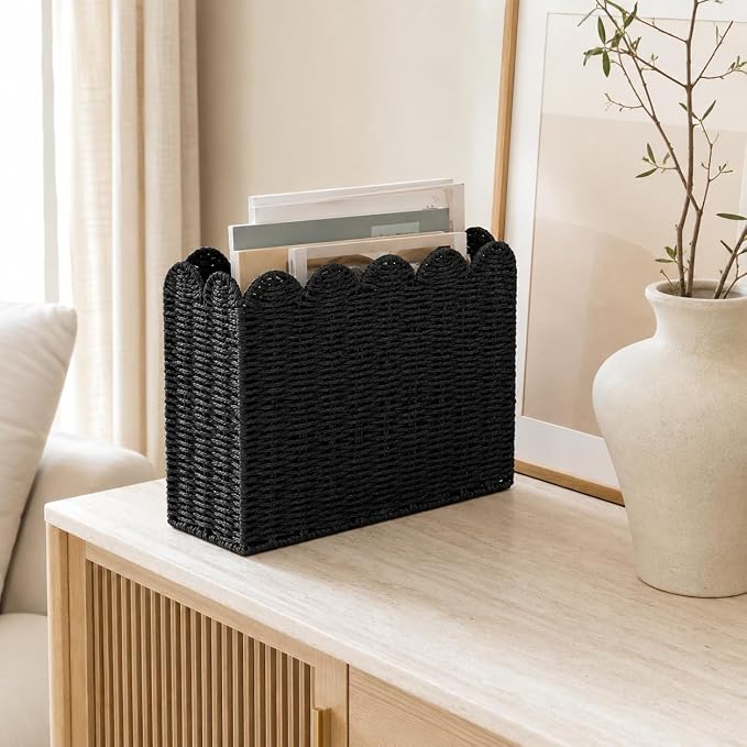 Black Paper Rope Magazine Holder - Image 4