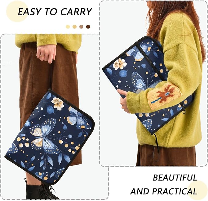 Expanding File Folder Butterfly Butterflies Blue Accordion File Organizer 13 - Image 2