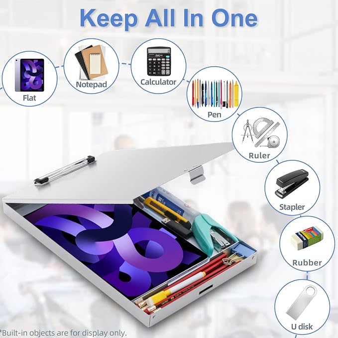 Metal Clipboard with Storage, Form Holder Portfolio Aluminum Metal Binder with - Image 2