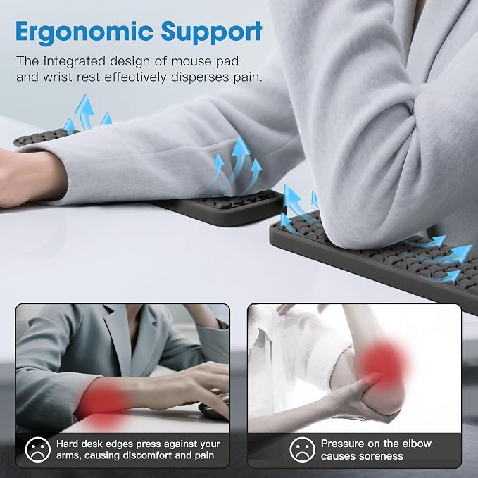 MEKASS L-Shaped Desk Elbow Pad for Desk, Memory Foam Elbow Support Padding - Image 2