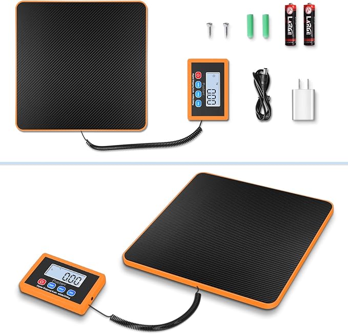 Fuzion Shipping Scale, 440LB/200KG x 10g Digital Postal Scale, Hold/Tare Function, Postage Scale for Packages Small Business/Luggage/Mailing, Battery & AC Adapter Included-DeskLoop Office