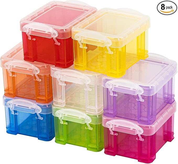 Framendino, 8 Pack Translucent Small Plastic Boxes Mini Desktop Storage Box by Framendino
