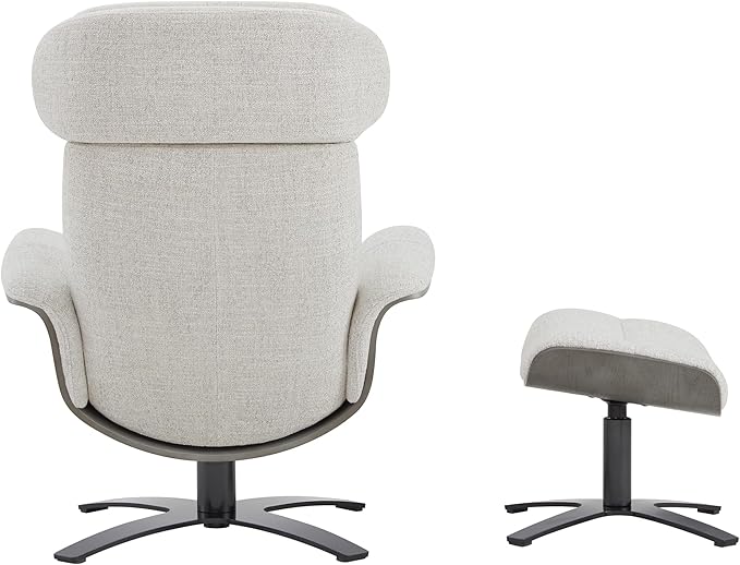 CHITA Fabric Reclining Swivel Chair with Adjustable Headrest and Ottoman for Living Room, White (Multi-Colored)-DeskLoop Office