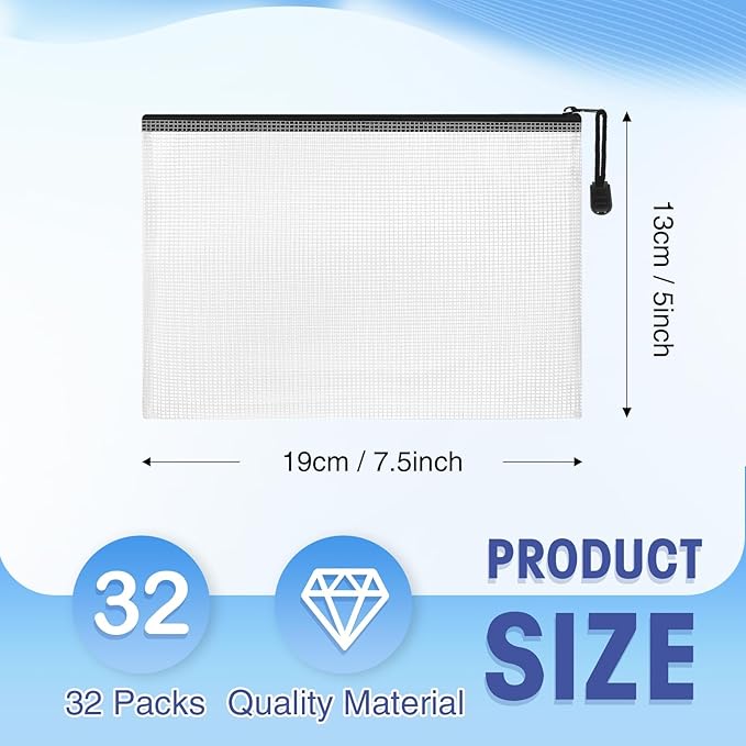 Jetec 32 Pcs Mesh Zipper Bags Toy Storage Bikini Organizer Bag Bolsas Para Guardar Trajes De Baño Waterproof Zipper Reusable Pouch Puzzle Multipurpose for Storage Office(Black,7.5 x 5 Inch)-DeskLoop Office