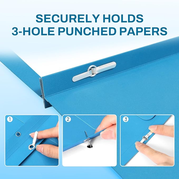 SUNEE 2 Pocket Folders with Prongs, Paper Folders with 2 Pockets and 3 Prongs - Image 4