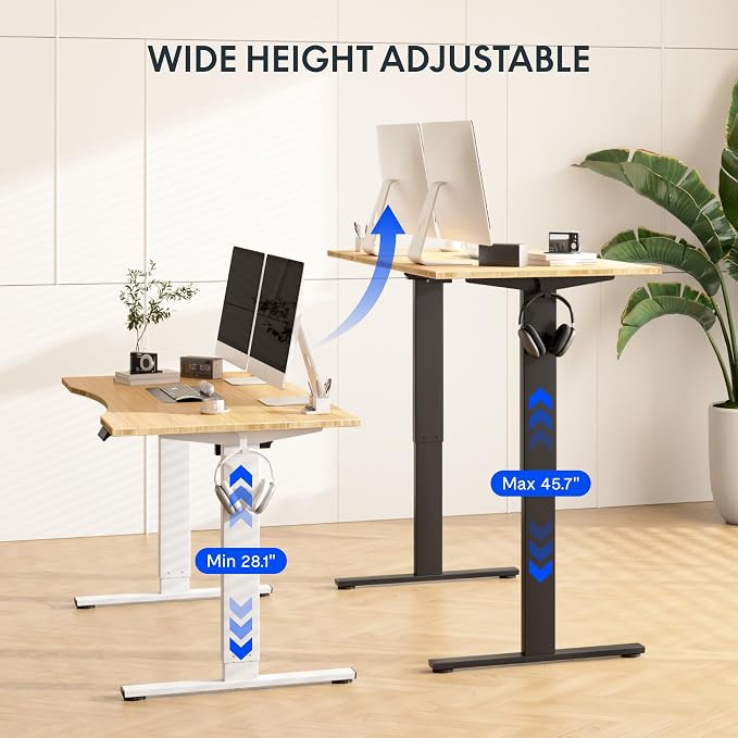 FLEXISPOT EN1 Bamboo Standing Desk, 48 x 24 Inches Whole-Piece Electric Height - Image 7
