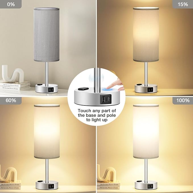 Fenmzee Grey Nightstand Table Lamp - Image 2