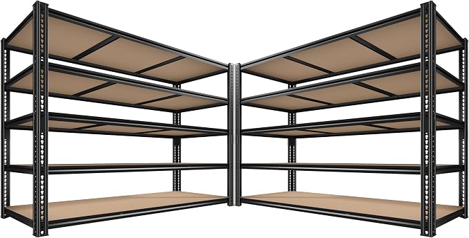 ROOMFAVE 3500LBS Garage Shelving 60" W Metal Shelving 72" H Storage Shelves by RoomFave-organizeyourjoy