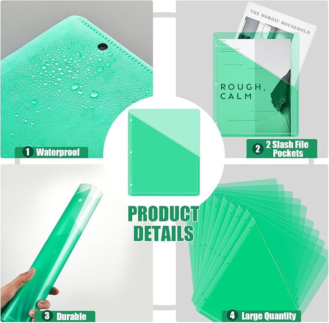 Seajan 48 Pcs Pocket Folders for 3 Ring Binder Clear Plastic Folders Sleeves - Image 2