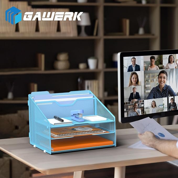 GAWERK Letter Tray Organizer, Mesh Desk File Organizer - Image 6