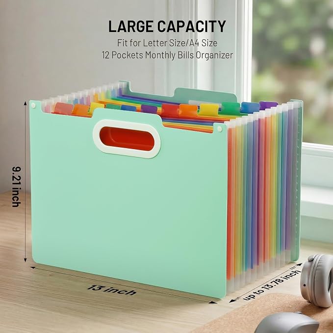Comix Expanding File Folder, 13 Pockets Accordion File Organizer, Letter/A4 - Image 2