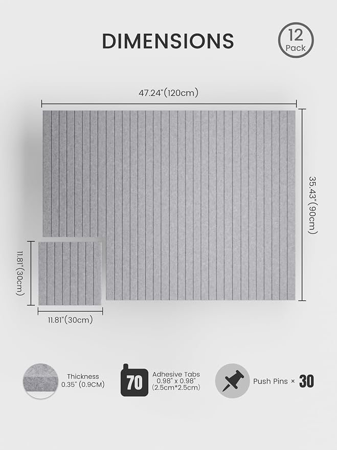 Bumusty Large Cork Board Alternative-48 x 36" Felt Bulletin Board Tiles - Image 2