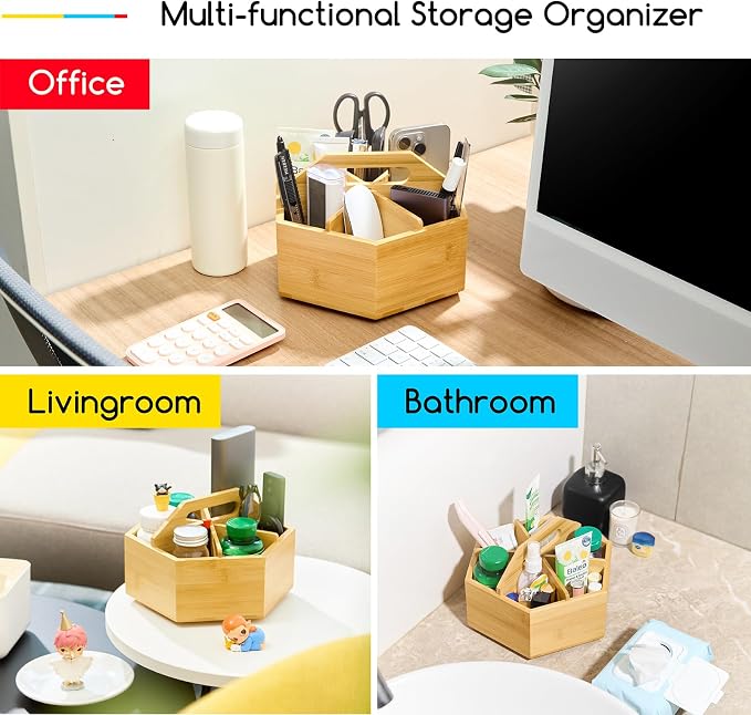 MEEDEN Bamboo Rotating Art Supply Desk Organizer: Pen & Pencil Holder - Image 6