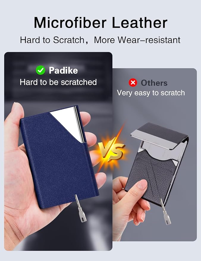 Padike Business Card Holder, Upgraded Leather Business Card Case Pocket Card - Image 3
