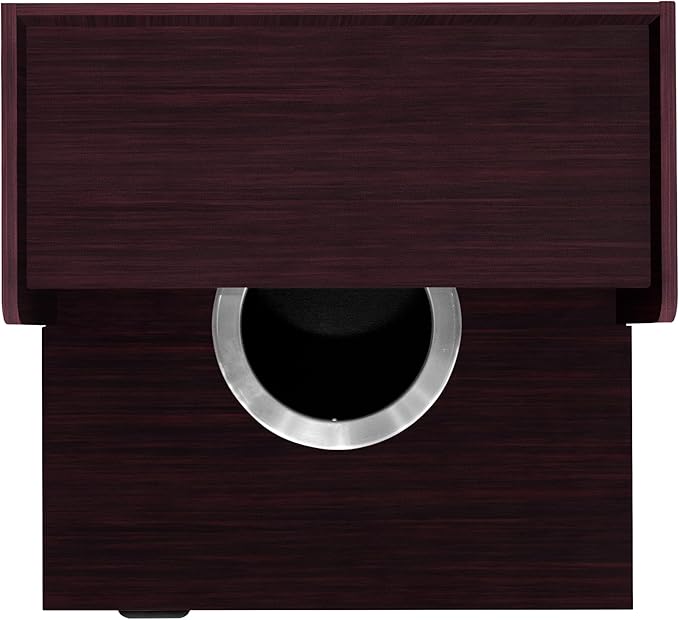 Flash Furniture Dell Trash Can Enclosure with Tray Shelf and 8" Drop Hole, Commercial Grade Trash Receptacle for 32 Gallon Round Cans, Swing Door Access, Mahogany-DeskLoop Office