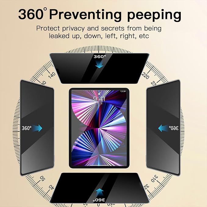 360° Privacy Screen Protector for iPad A16 11th/10th Generation, Privacy Filter - Image 3