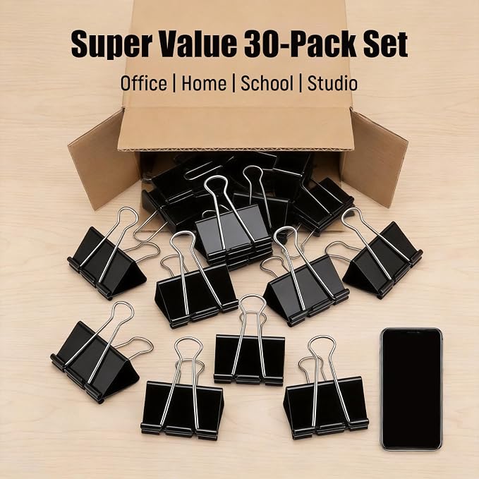 3 Inch Extra Large Jumbo Binder Clips– Sturdy Black Metal Paper Clamps - Image 4